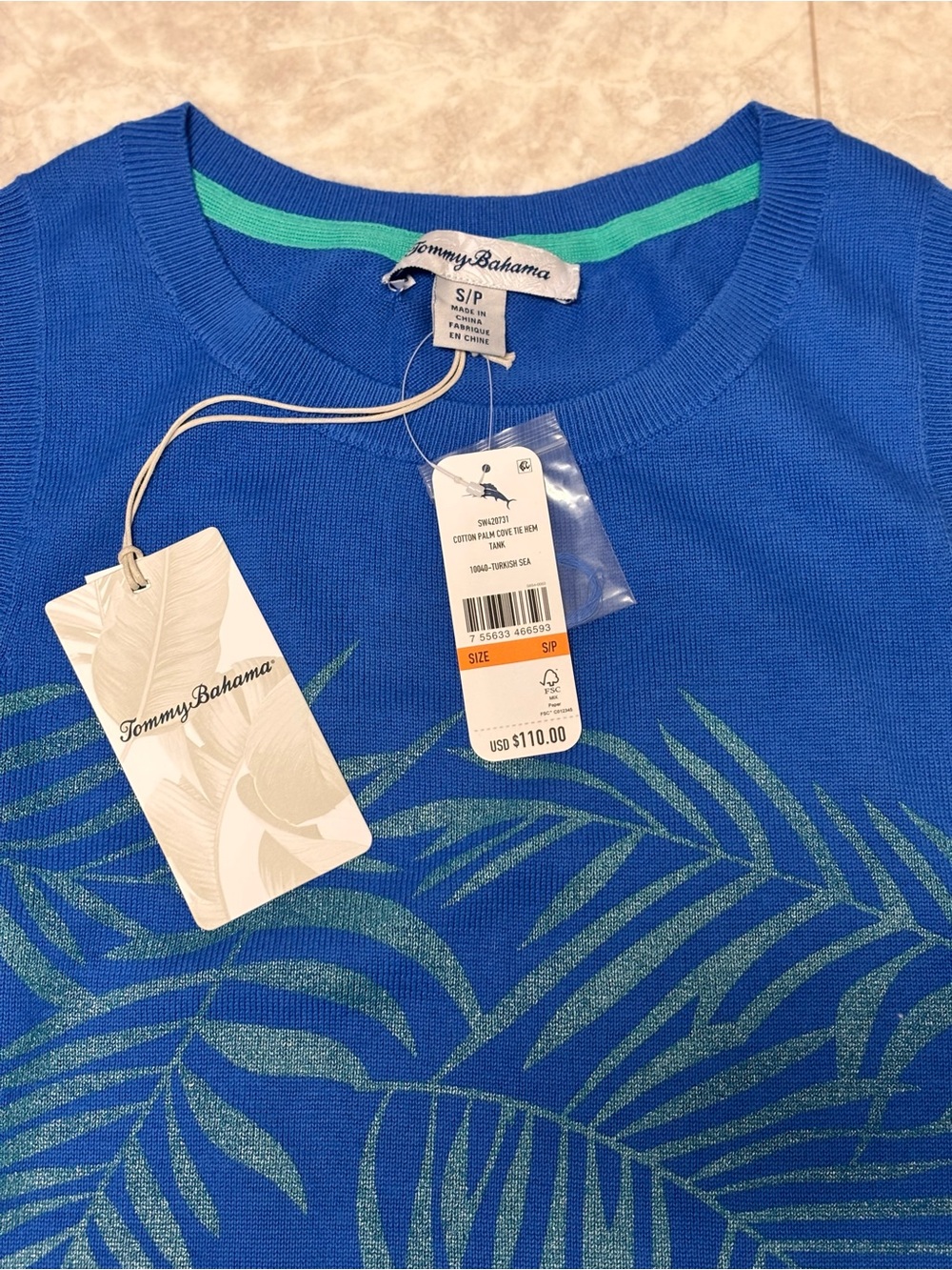 Tommy Bahama NEW WITH TAGS Palm Cove Tie Hem Knit Tank Small - Picture 5 of 8